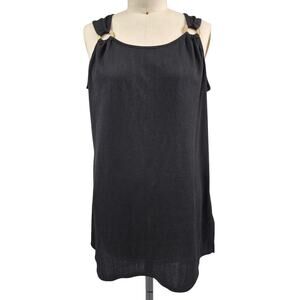 Croft & Barrow Black Swim Suit Cover Up Gold Ring Accent Sz L